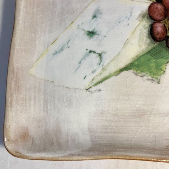 Crate & Barrel Cheese Plate Grapes Grape Bundle Wedge Serving Dish Ceramic Italy - Picture 7 of 14